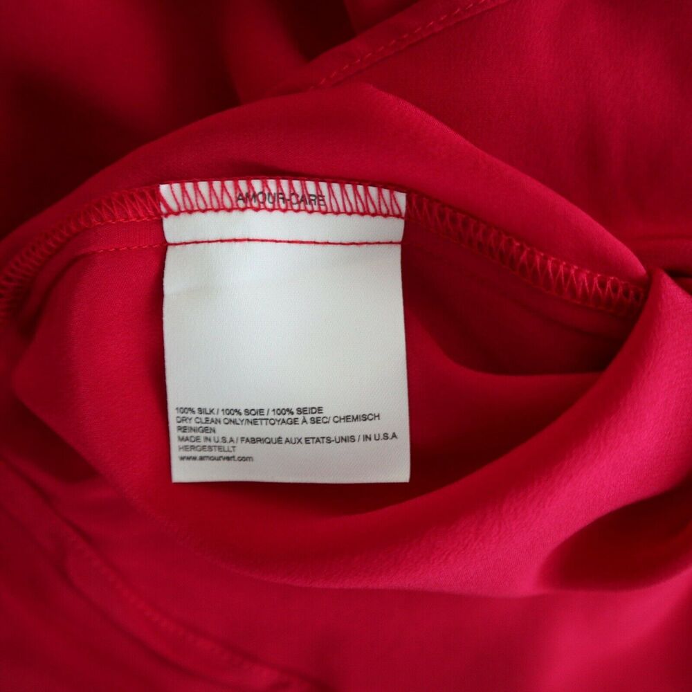 Amour Vert Silk Fuchsia V Neck Blouse - Picture 9 of 9